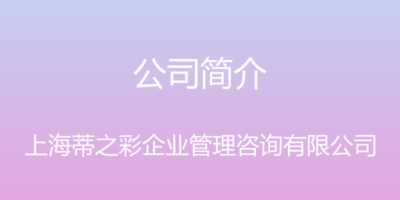 公司简介 - 上海蒂之彩企业管理咨询有限公司