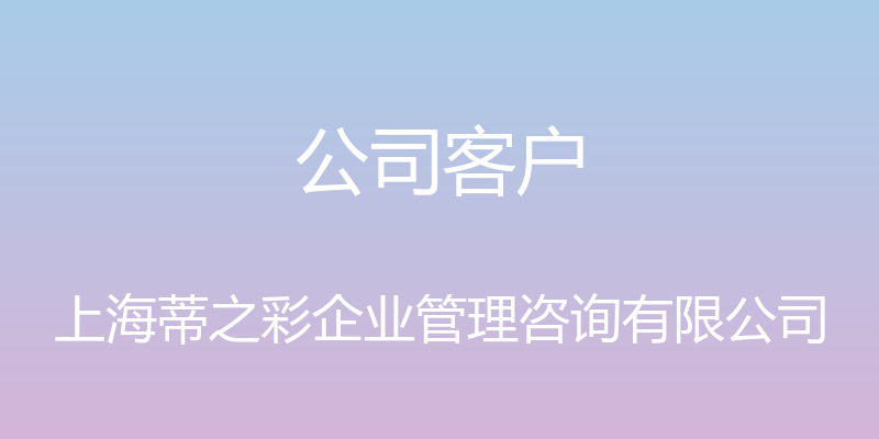 公司客户 - 上海蒂之彩企业管理咨询有限公司