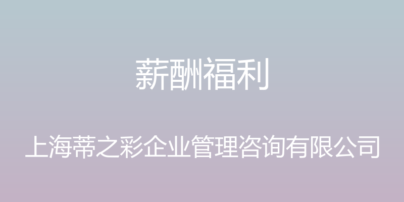 薪酬福利 - 上海蒂之彩企业管理咨询有限公司