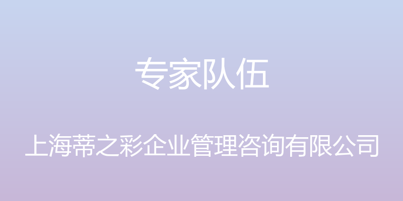 专家队伍 - 上海蒂之彩企业管理咨询有限公司